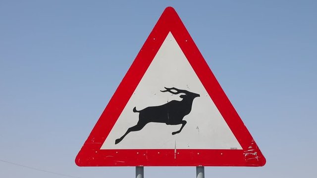 Animal road sign along highway in Namibia