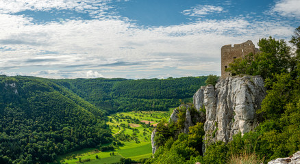 Ruin Reussenstein at Baden Württemberg as a great place for hiking and climbing because of huge rocks