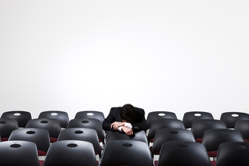 Fototapeta premium Image of many chairs and Businessman.