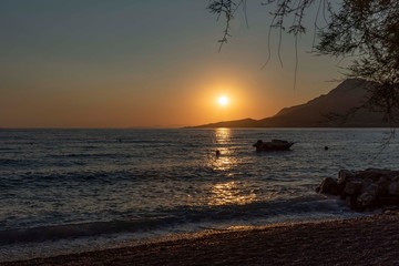 Beach in sunset in Croatia