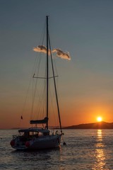 Sailboat in sunset in Croatia