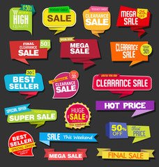 Sale colorful badges and stickers design illustration 