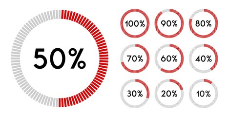 Percentage sign icon set vector,from 10 to 100