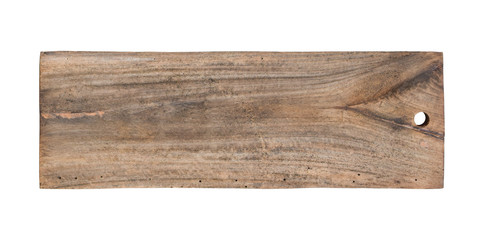 Empty wooden plank on white background. Object with clipping path