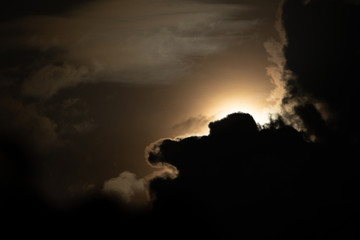 Moon light behind cloud