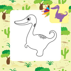 Cute cartoon dino coloring page