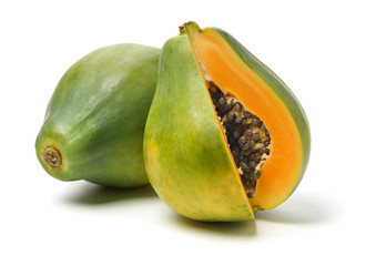 Papaya fruit isolated on a white background