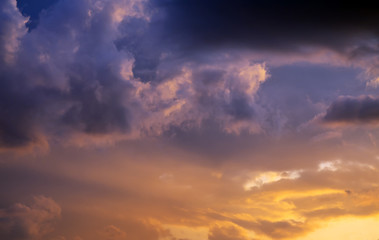 All the colors of the sky and clouds. cloudy at sunset