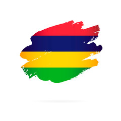 Flag of Mauritius. Vector illustration. Brush strokes are drawn by hand.