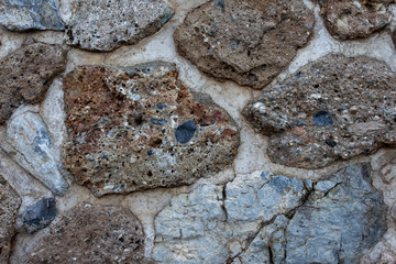 Close up of Stone Wall background texture.Part of a stone wall, for background or texture