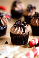 Homemade sweet chocolate cupcakes