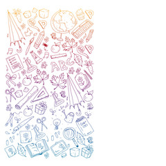 Back to school vector pattern. Education icons for children.