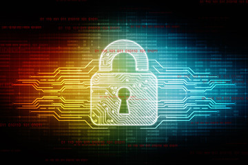 2d illustration Safety concept: Closed Padlock on digital background