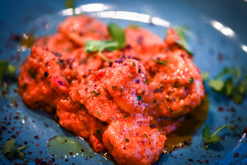 saganaki receipt shrimps with fresh ingredients - seafood delight dish