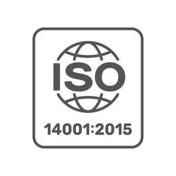 ISO 14001 2015 certified symbol. ISO 14001 2015 certified quality management sign. Editable Stroke. EPS 10