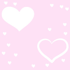 hearts on pink background, vector drawing
