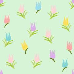 Seamless pattern of tulips