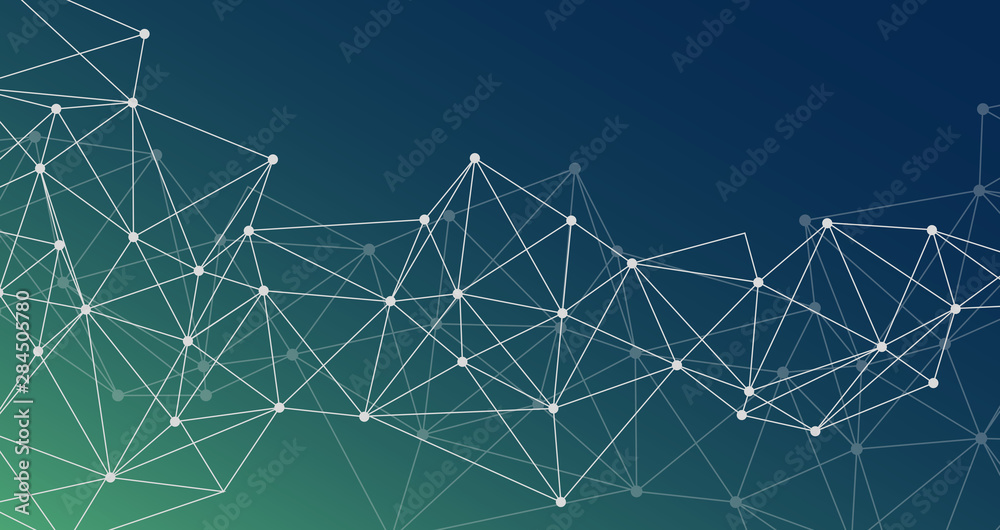 Poster technology network with connections on blue background