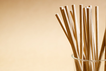 Brown paper straws in glass