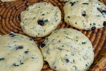 Raw fresh tasty healthy and delicious homemade olive pies.