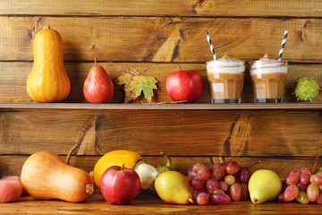 Autumn composition of various fruits