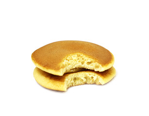 Japanese pancakes on white background.(Dorayaki)