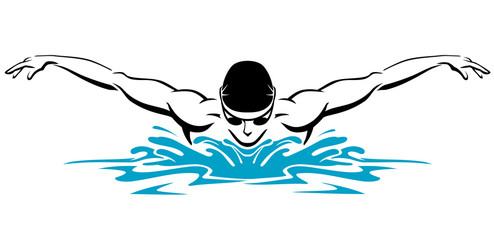 Butterfly Swimmer Athlete Front View