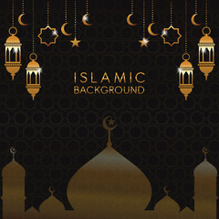 Eid mubarak, Vector illustration islamic background with golden luxurious