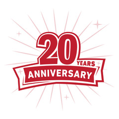 20 years anniversary celebration logo design template. Vector and illustration.