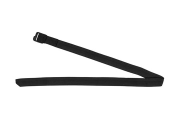 Black nylon fastening belt, strap isolated on white background.