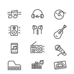Set of music related vector illustration with line design suitable for icon or logo