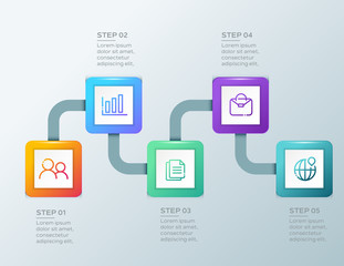 Obraz premium Presentation business infographic template with 5 options steps. Vector illustration.