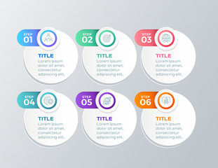 Presentation business infographic template with 6 options steps. Vector illustration.