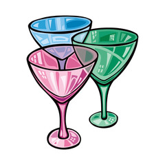 Empty wine glasses isolated on white background