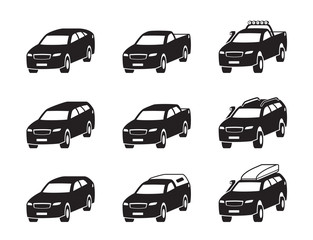 Different Sport utility vehicles in perspective - vector illustration