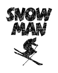 Snow Man (Vintage Black) Ski Skier Design