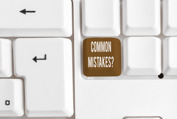 Writing note showing Common Mistakes Question. Business concept for repeat act or judgement...