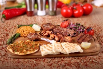 Chicken & Meat Grill Service with Fresh Vegetables, Pepper, Tomato & Salad with Fresh Vegetables