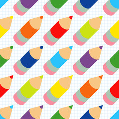 Seamless background with colorful pencils. Vector illustration. Can be used for wallpaper, textile, invitation card, wrapping, web page background.