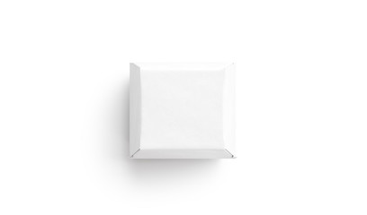 Blank white burger carton box mock up, isolated, top view, 3d rendering. Empty pasteboard container...
