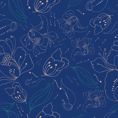 seamless pattern with flowers, hand-drawing