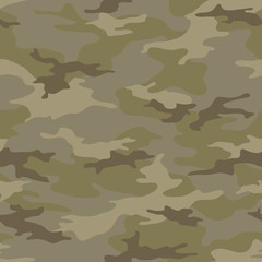 Seamless camouflage pattern. Khaki texture, vector illustration. Camo print background. Abstract military style backdrop