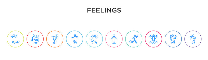 feelings concept 10 outline colorful icons