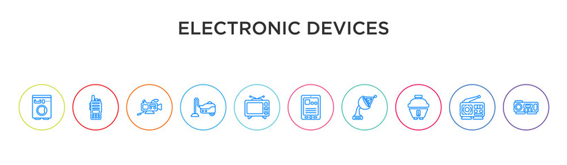 electronic devices concept 10 outline colorful icons