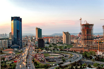 Fototapeta premium Modern Istanbul cityscape with a construction site.
