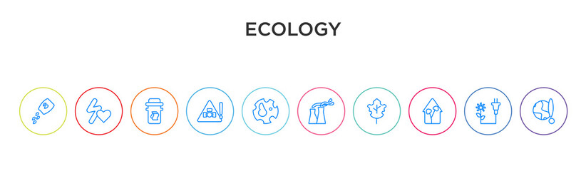 ecology concept 10 outline colorful icons