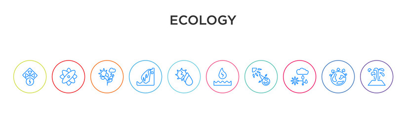 ecology concept 10 outline colorful icons