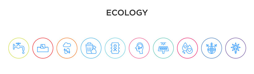 ecology concept 10 outline colorful icons