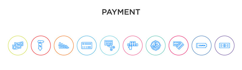 payment concept 10 outline colorful icons