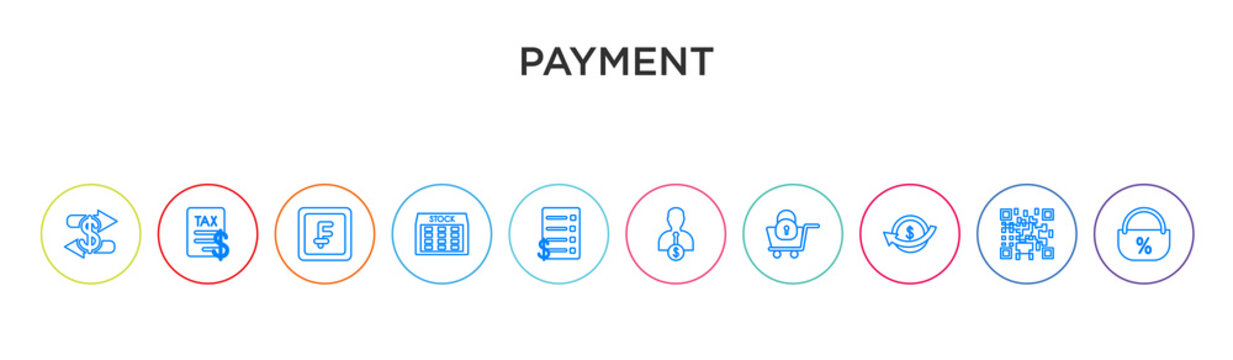payment concept 10 outline colorful icons
